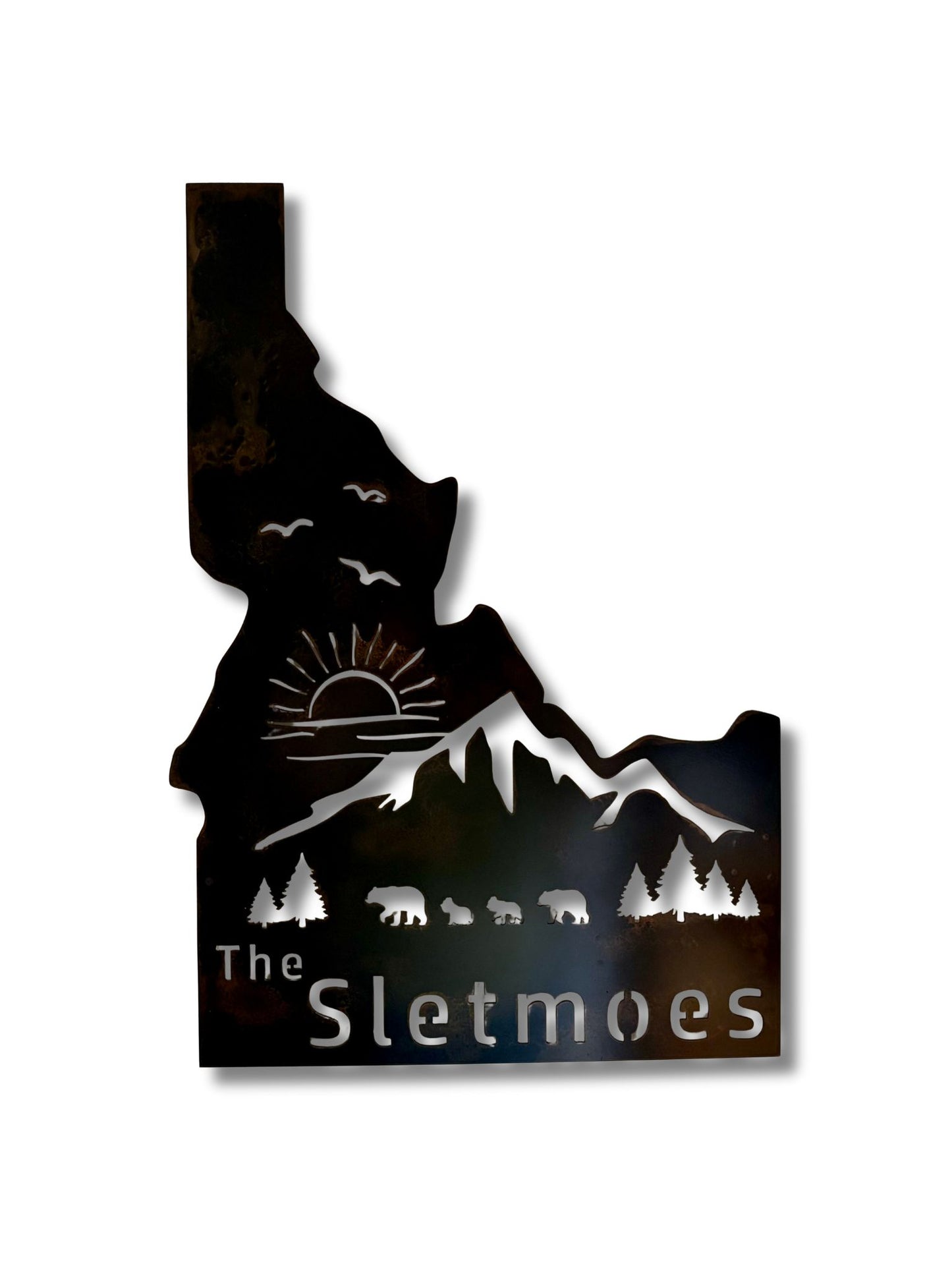 Custom Metal Family Idaho sign