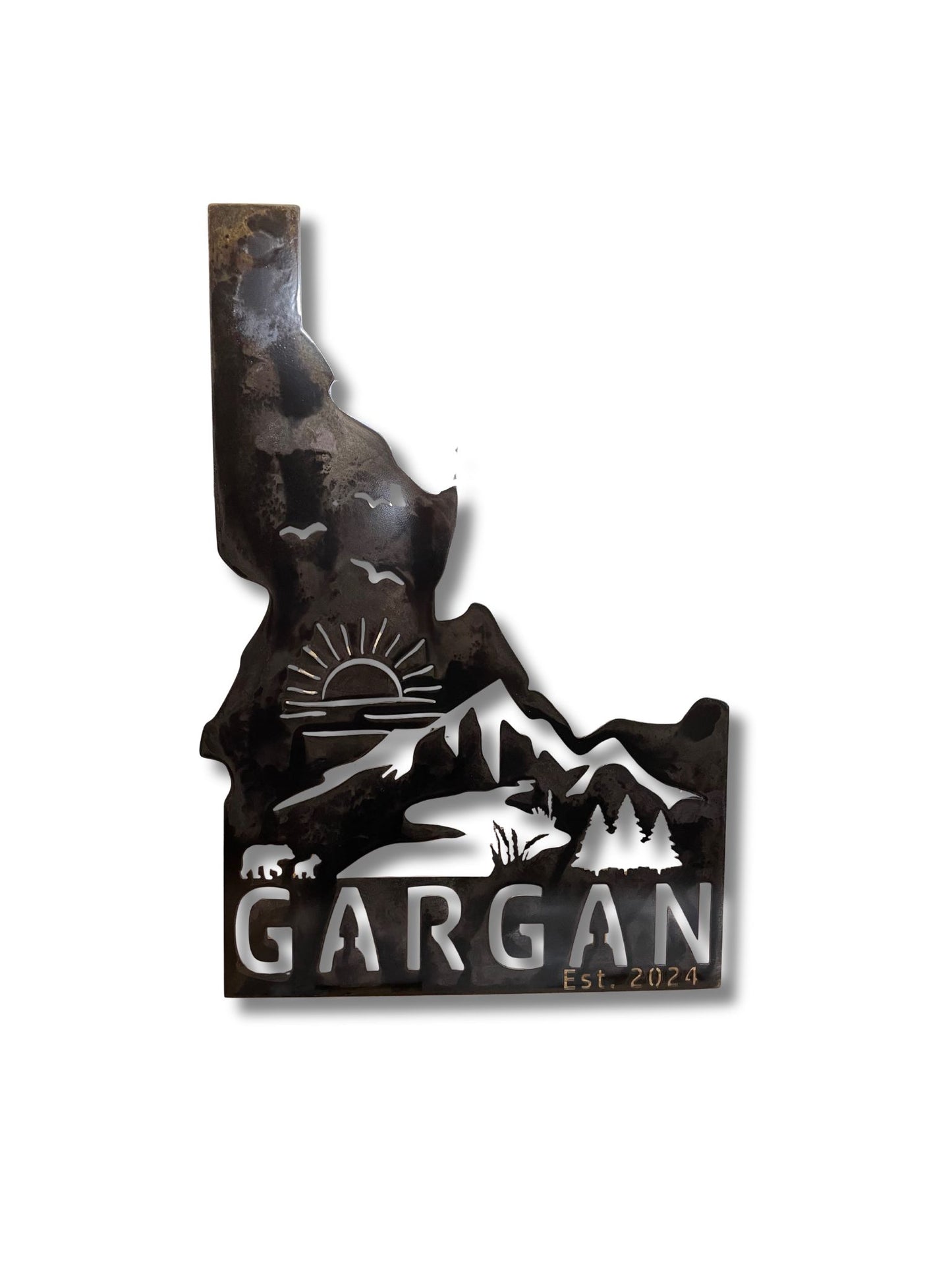 Custom Metal Family Idaho sign