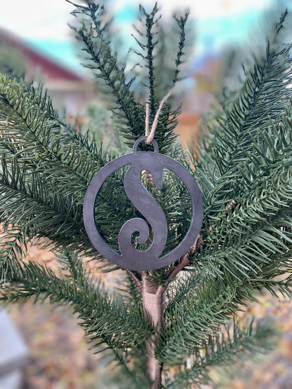 Rustic Personalized Letter Christmas Ornament