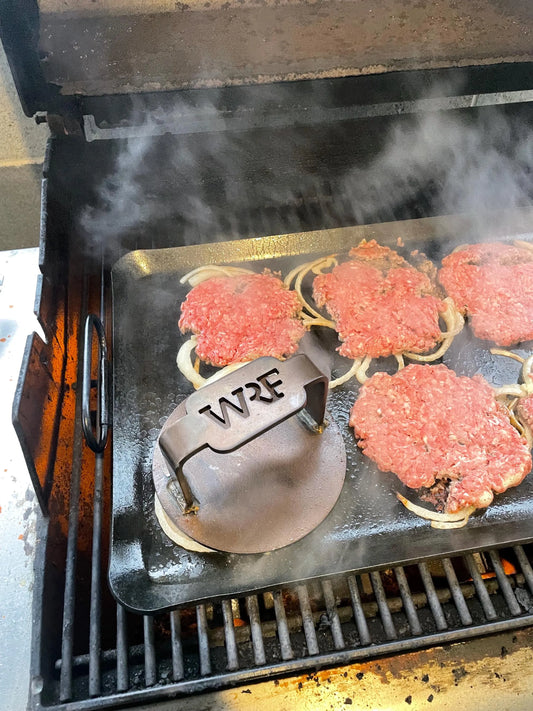 Personalized Carbon Steel Pre Seasoned Burger Press